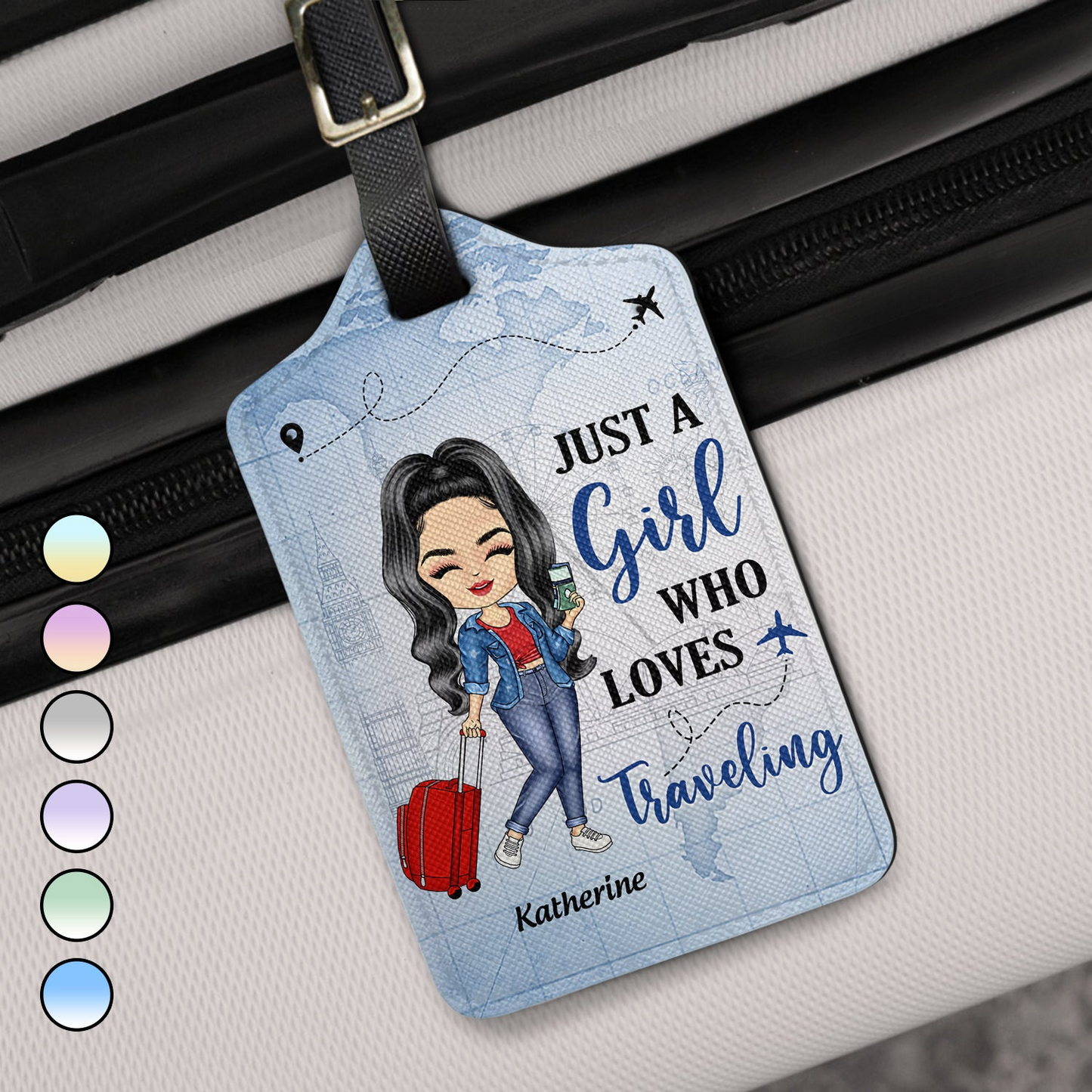 Just A Girl Boy Who Loves Traveling - Personalized Luggage Tag - Gift For Him, Her, Traveling Lovers