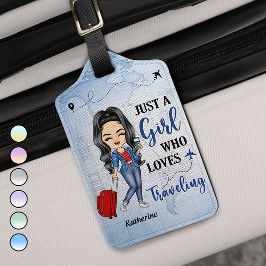 Just A Girl Boy Who Loves Traveling - Personalized Luggage Tag - Gift For Him, Her, Traveling Lovers