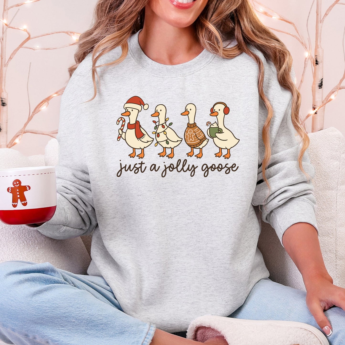 Just A Jolly Goose, Christmas, Santa, Funny Sweatshirt