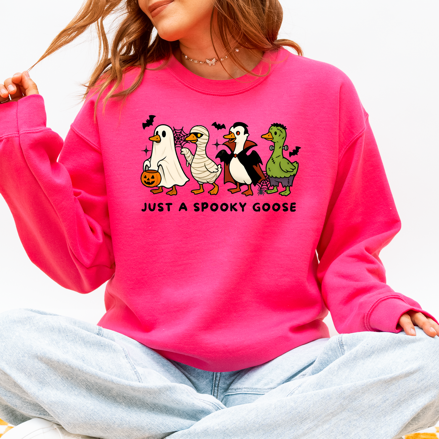 Just A Spooky Goose, Dracula, Vampire, Ghost, Mummy, Halloween, Funny Sweatshirt