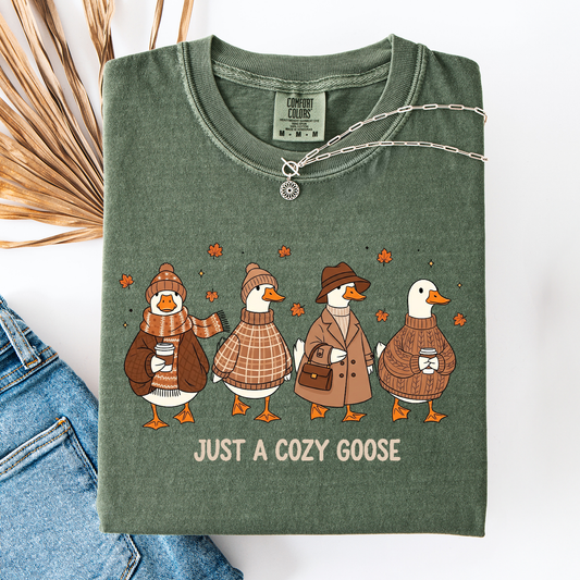 Just a Cozy Goose, Autumn Goose, Comfort Colors T-Shirt