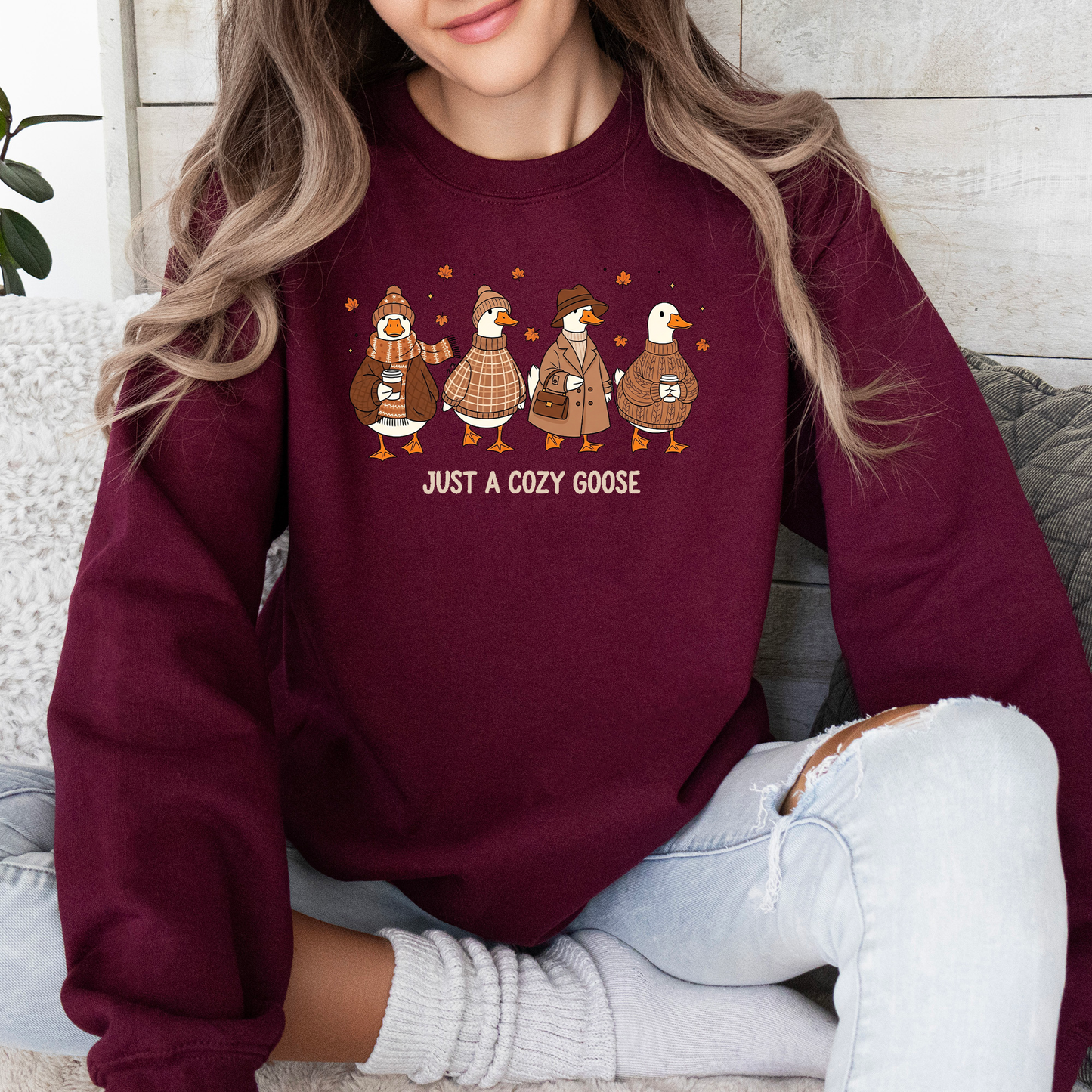Just a Cozy Goose, Autumn Goose  Sweatshirt