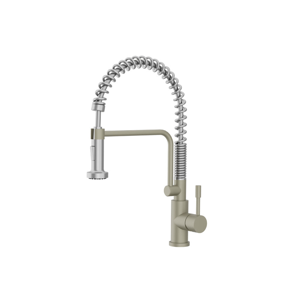 Flusso K.1200 Caso - Semi-Professional Dual Spray Stainless Steel Kitchen Faucet With Pull Out