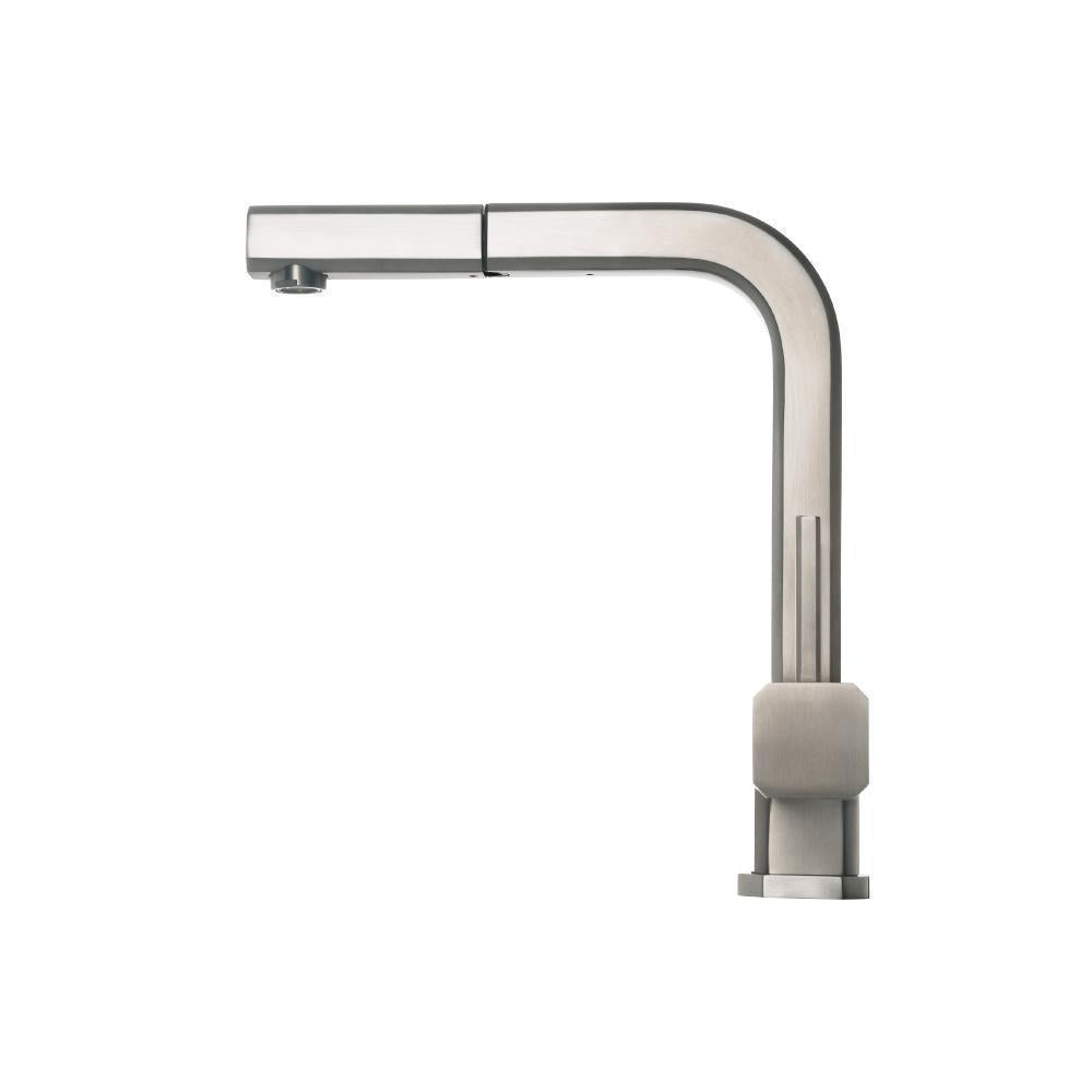 Flusso K.1300 Cito - Dual Spray Polished Steel Kitchen Faucet With Pull Out