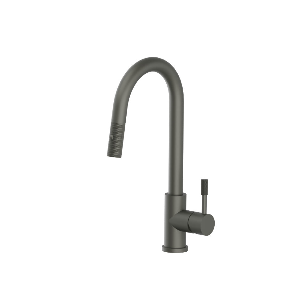 Flusso K.1390 Vasco - Dual Spray Stainless Steel Kitchen Faucet With Pull Out & Knurling