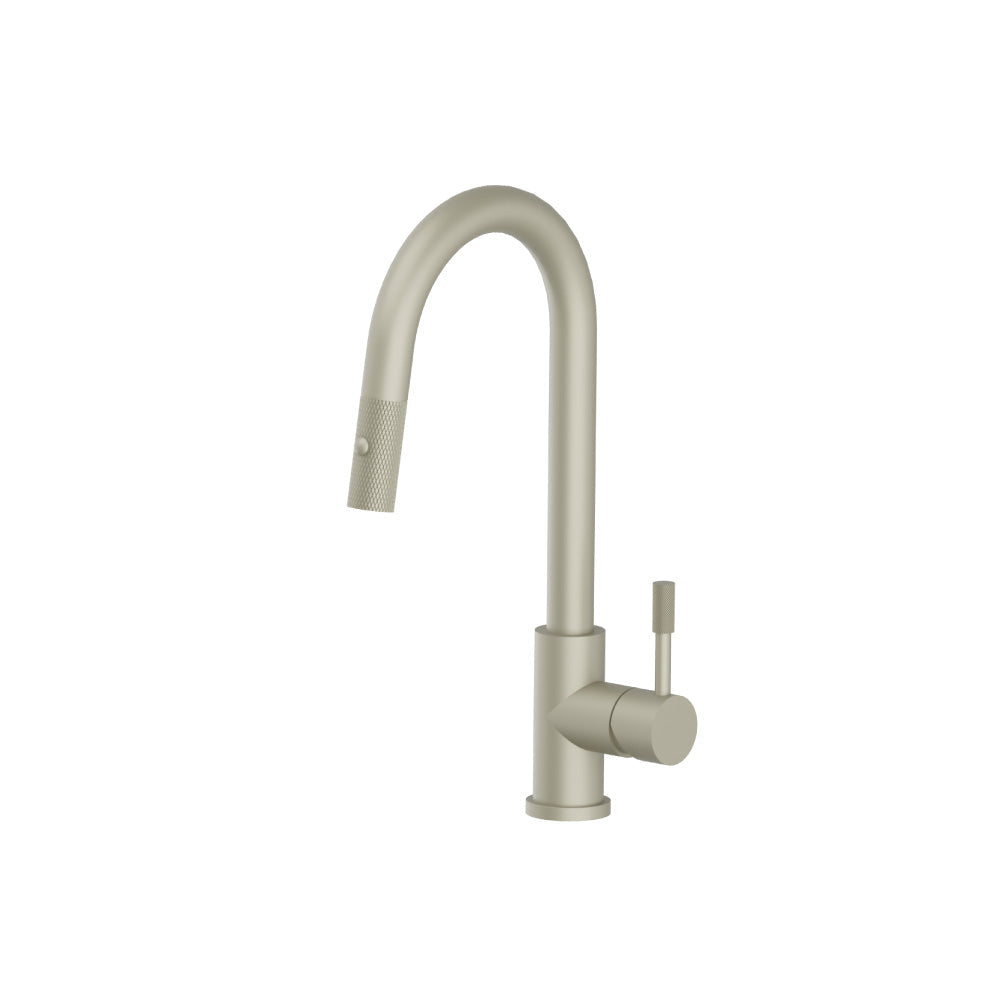 Flusso K.1390 Vasco - Dual Spray Stainless Steel Kitchen Faucet With Pull Out & Knurling