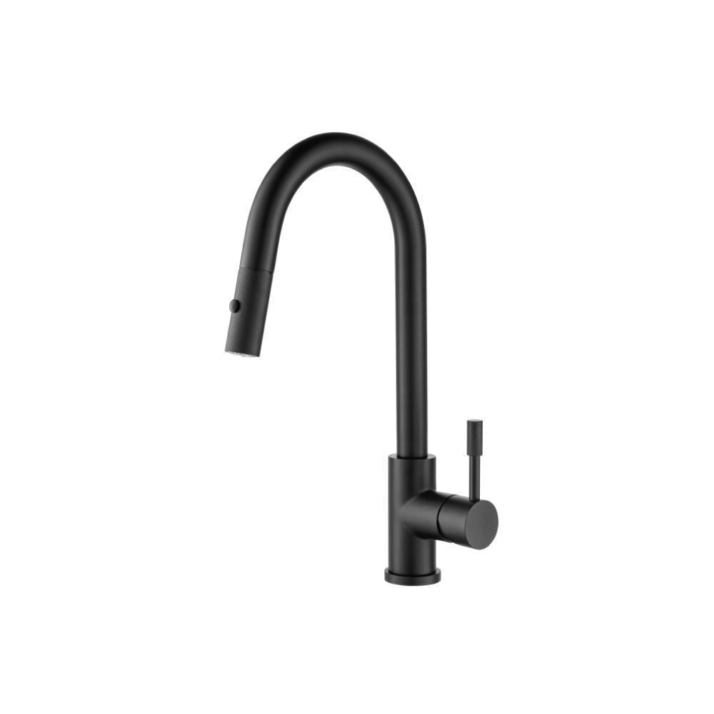Flusso K.1390 Vasco - Dual Spray Stainless Steel Kitchen Faucet With Pull Out & Knurling