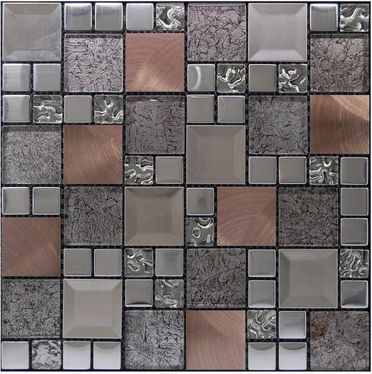 Kaos Silver Glass & Stainless Steel Mosaic