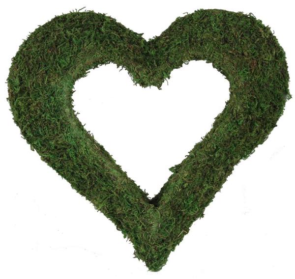 12"W MOSS COVERED HEART GREEN