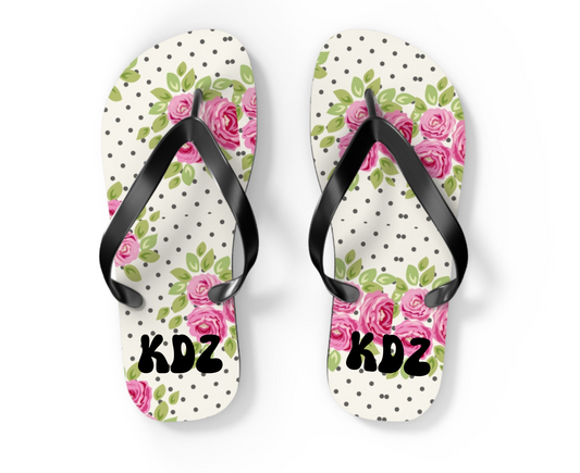 Customizable: Floral Flip Flops, Comfortable Summer Sandals, Beach Footwear, Gift for Vacation, Floral Patterns
