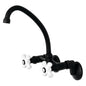 Kingston Brass KS614MB 2-Handle Wall Mount Kitchen Faucet in Matte Black finish.