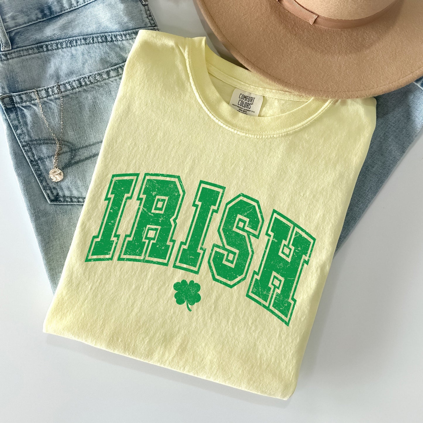 Irish, Retro Lettering, Collegiate, St Patrick's Day Comfort Colors Tshirt
