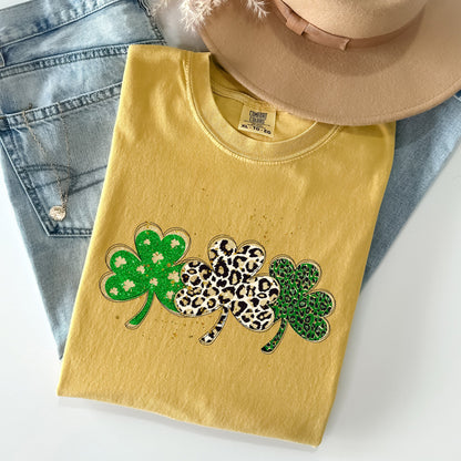 Leopard Print Shamrocks, St Patrick's Day Comfort Colors Tshirt