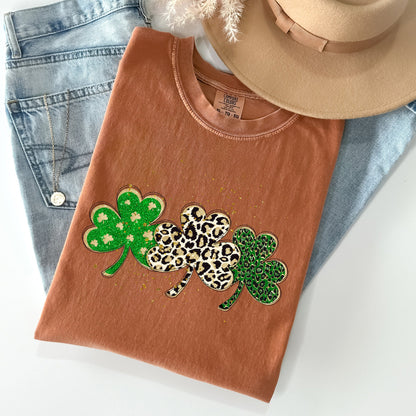 Leopard Print Shamrocks, St Patrick's Day Comfort Colors Tshirt