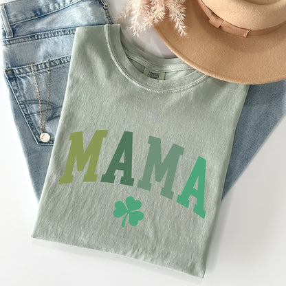 Mama, Shamrock, Collegiate, St Patrick's Day Comfort Colors Tshirt