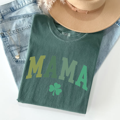 Mama, Shamrock, Collegiate, St Patrick's Day Comfort Colors Tshirt