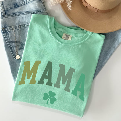 Mama, Shamrock, Collegiate, St Patrick's Day Comfort Colors Tshirt