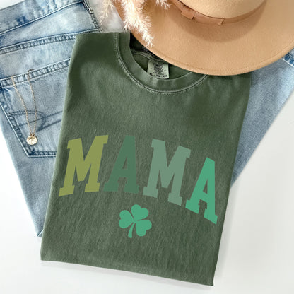 Mama, Shamrock, Collegiate, St Patrick's Day Comfort Colors Tshirt