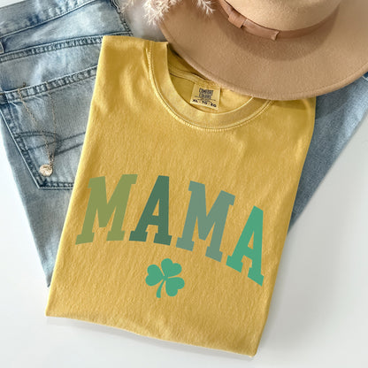 Mama, Shamrock, Collegiate, St Patrick's Day Comfort Colors Tshirt