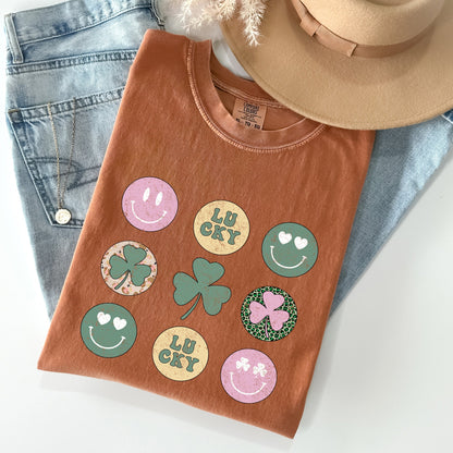 Retro Lucky Smileys, St Patrick's Day Comfort Colors Tshirt