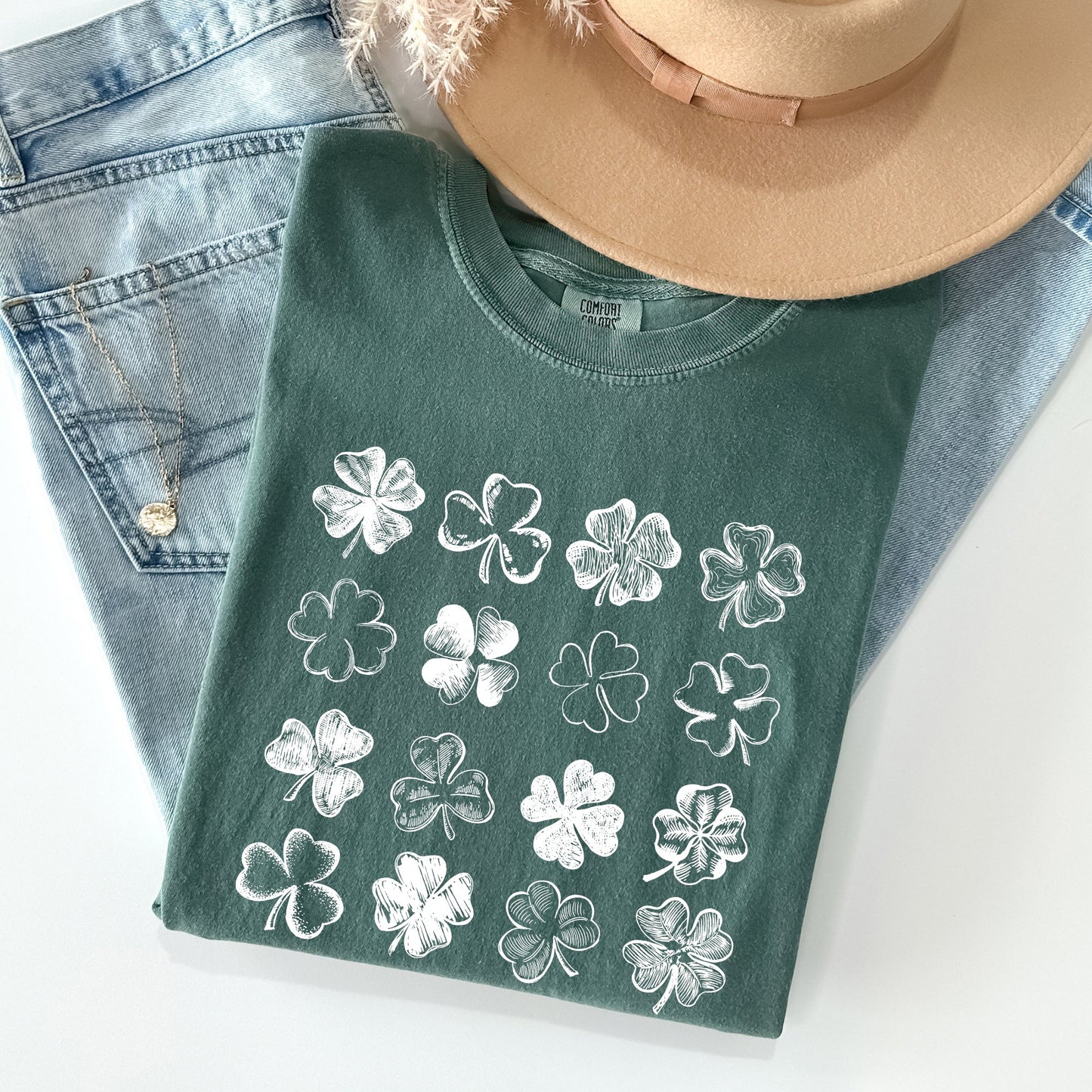 Shamrock Doodles, Retro St Patrick's Day Comfort Colors Tshirt