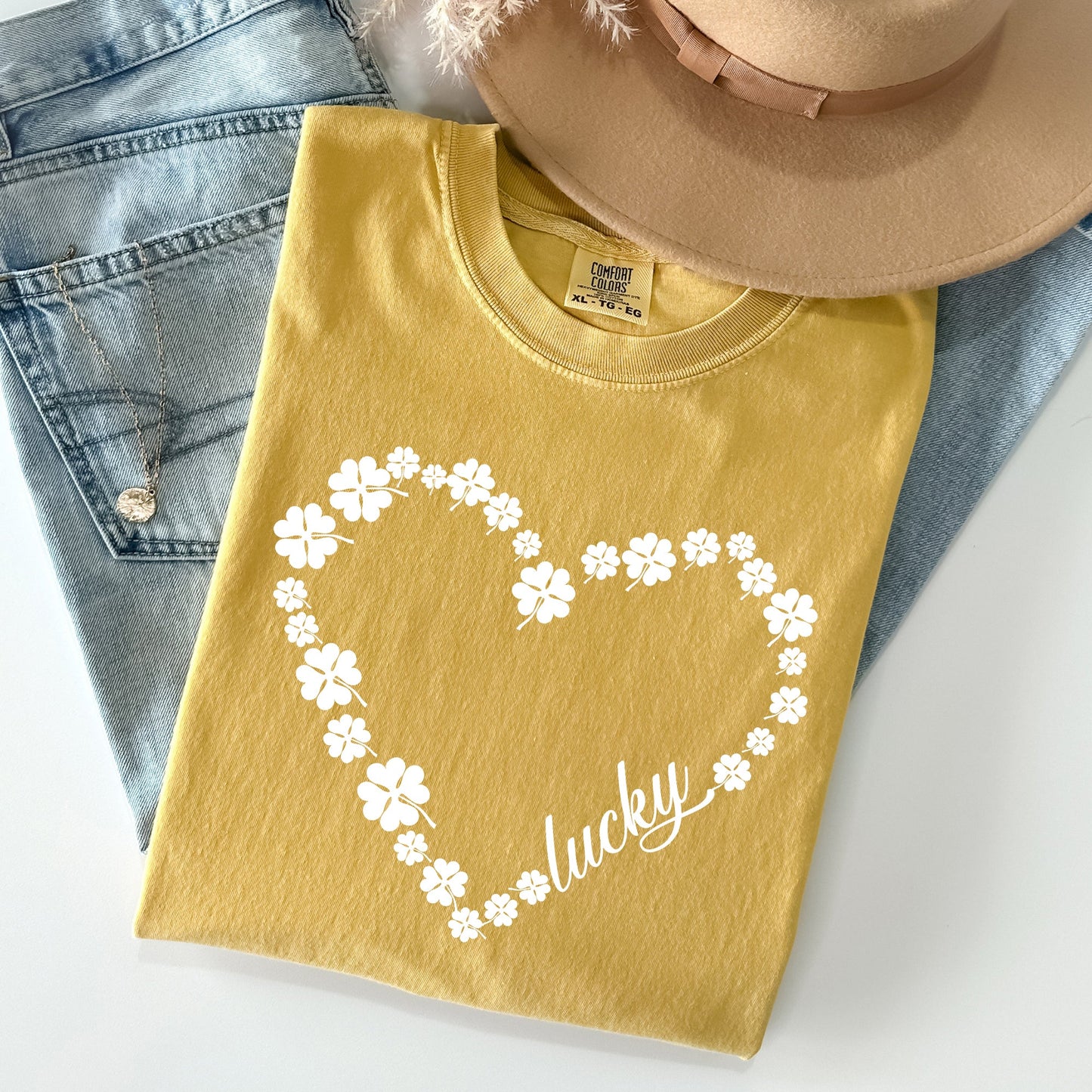 Shamrock Heart, Lucky, St Patrick's Day Comfort Colors Tshirt
