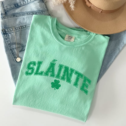 Slainte, Gaelic, Health, Luck, Collegiate, St Patrick's Day Comfort Colors Tshirt