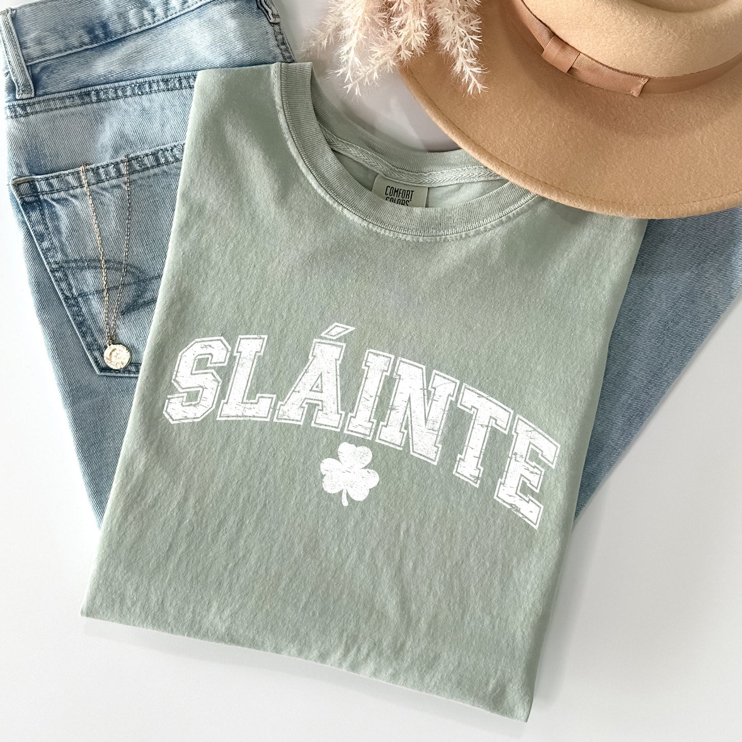 Slainte, Gaelic, Health, Luck, Collegiate, St Patrick's Day Comfort Colors Tshirt