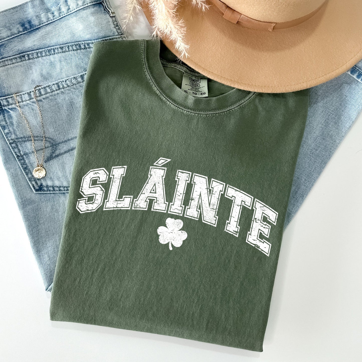 Slainte, Gaelic, Health, Luck, Collegiate, St Patrick's Day Comfort Colors Tshirt