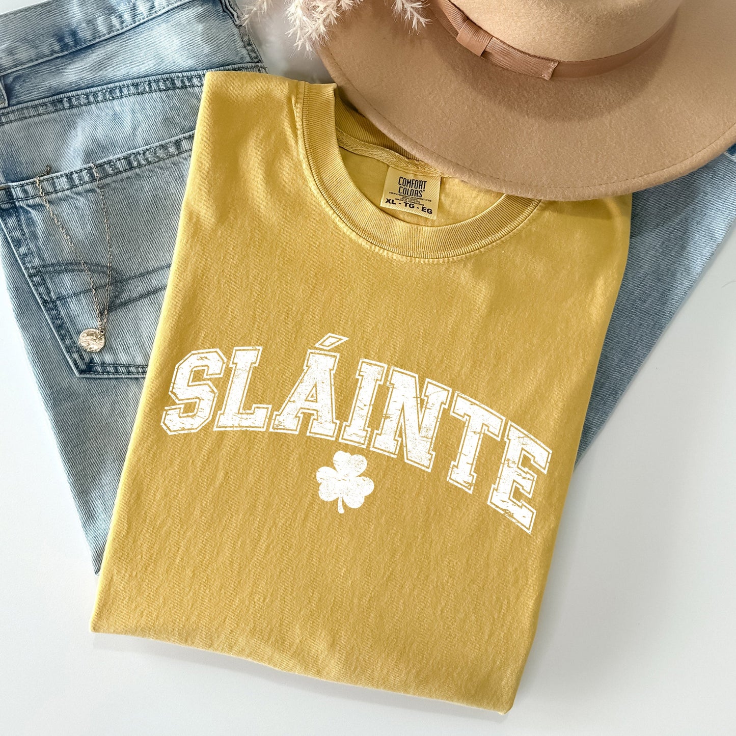 Slainte, Gaelic, Health, Luck, Collegiate, St Patrick's Day Comfort Colors Tshirt