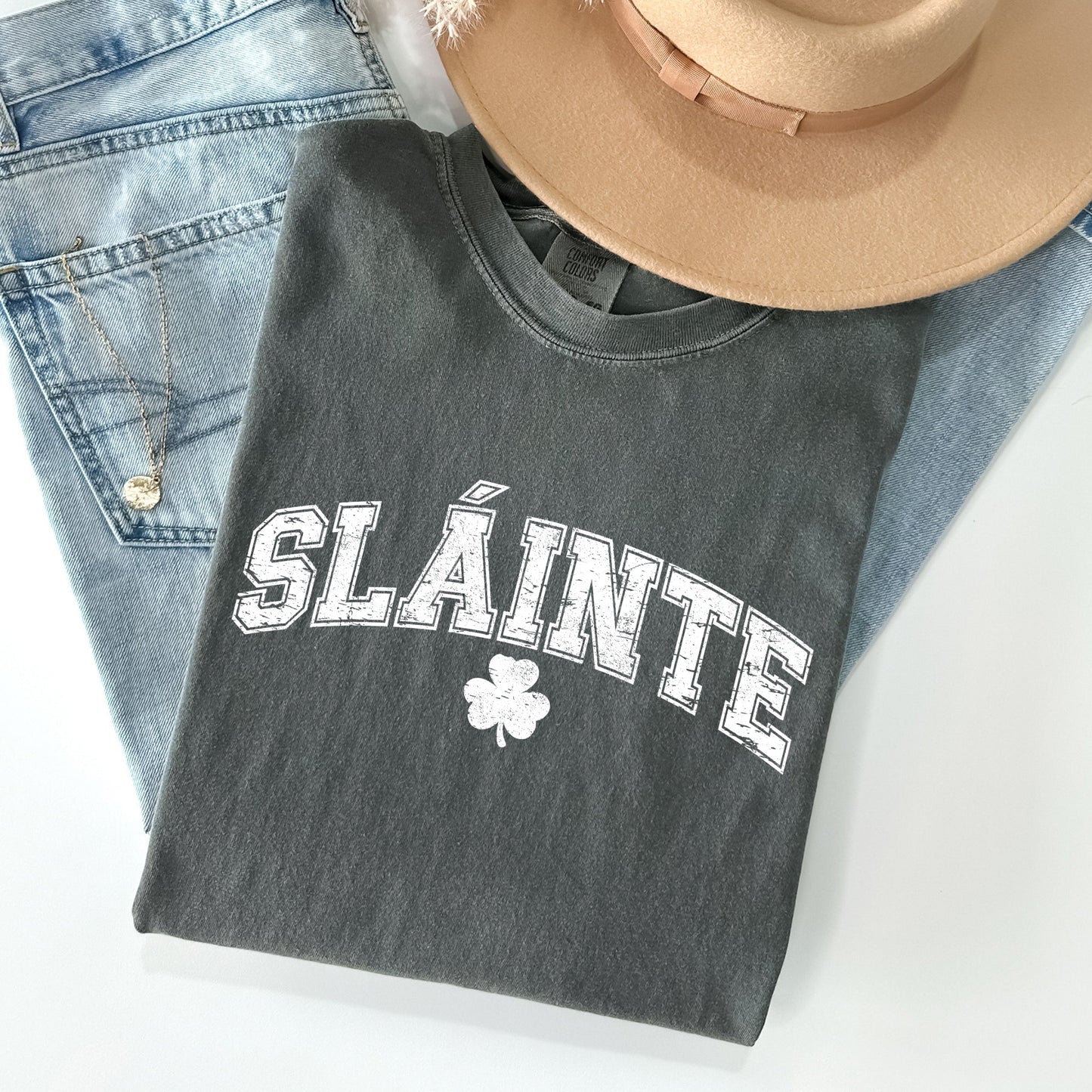 Slainte, Gaelic, Health, Luck, Collegiate, St Patrick's Day Comfort Colors Tshirt