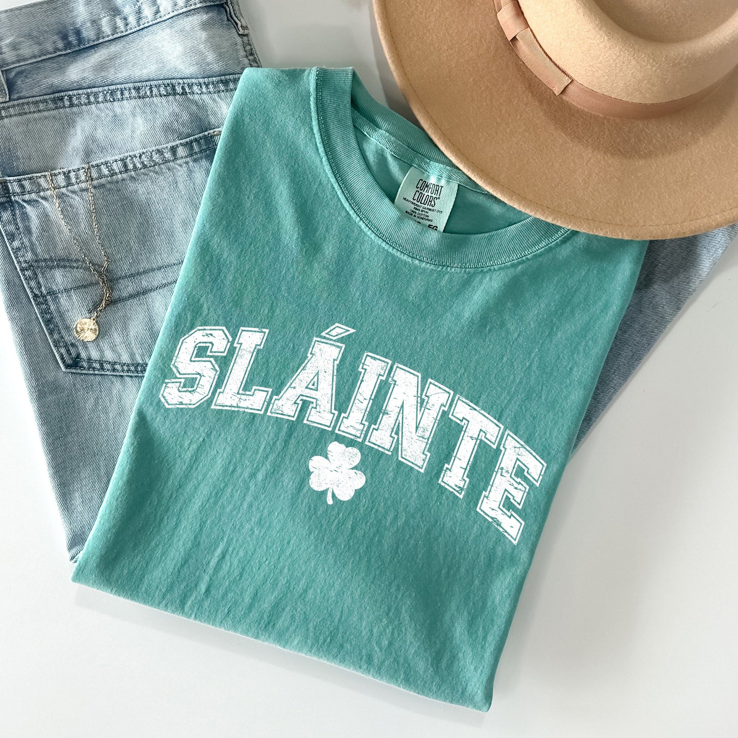 Slainte, Gaelic, Health, Luck, Collegiate, St Patrick's Day Comfort Colors Tshirt