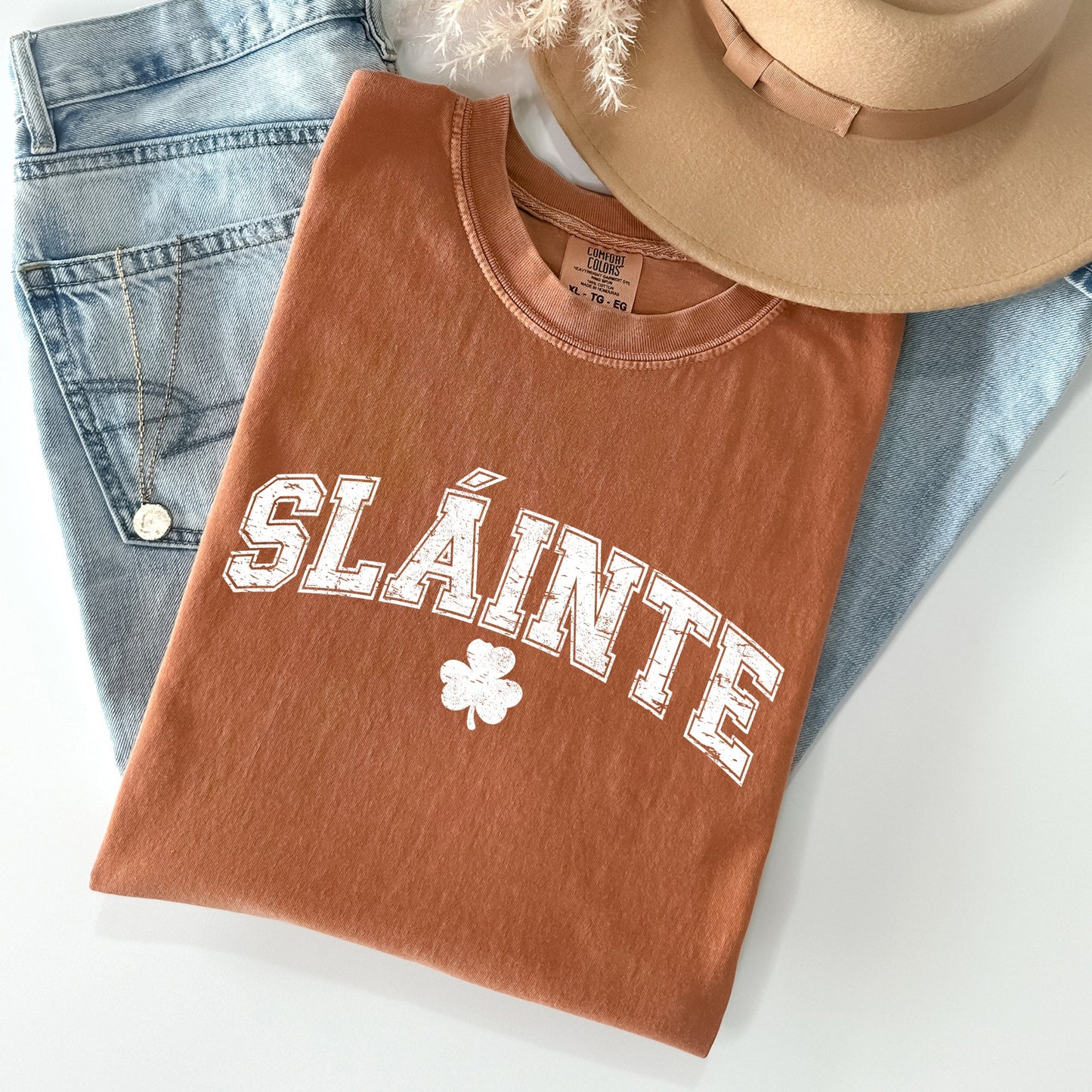 Slainte, Gaelic, Health, Luck, Collegiate, St Patrick's Day Comfort Colors Tshirt