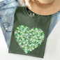 Watercolor Shamrocks, Heart, St Patrick's Day Comfort Colors Tshirt