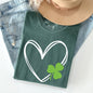 Double Heart With Shamrock, St Patrick's Day Comfort Colors Tshirt