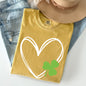 Double Heart With Shamrock, St Patrick's Day Comfort Colors Tshirt