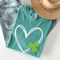 Double Heart With Shamrock, St Patrick's Day Comfort Colors Tshirt