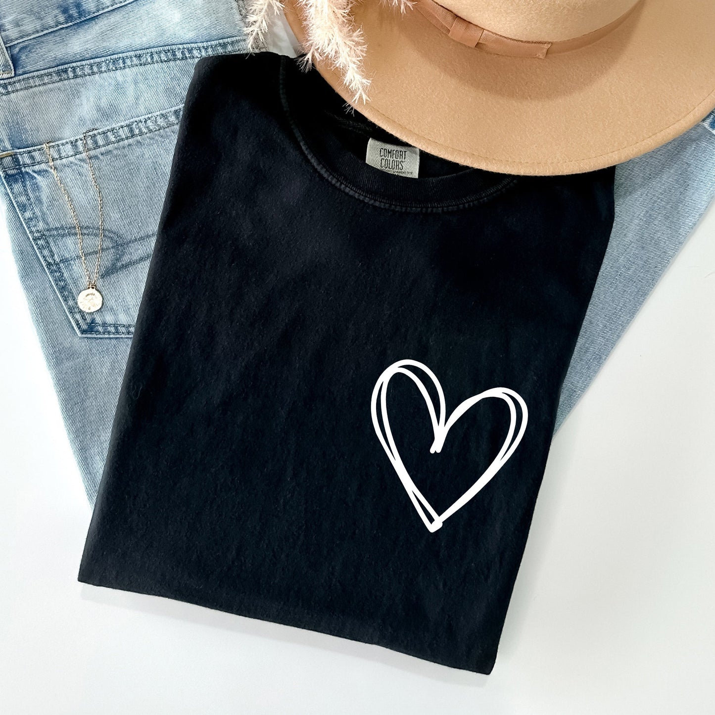 Double Heart, Pocket Print, St Patrick's Day Comfort Colors Tshirt