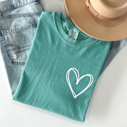 Double Heart, Pocket Print, St Patrick's Day Comfort Colors Tshirt