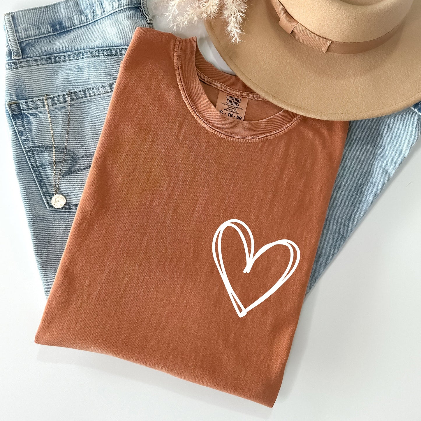 Double Heart, Pocket Print, St Patrick's Day Comfort Colors Tshirt