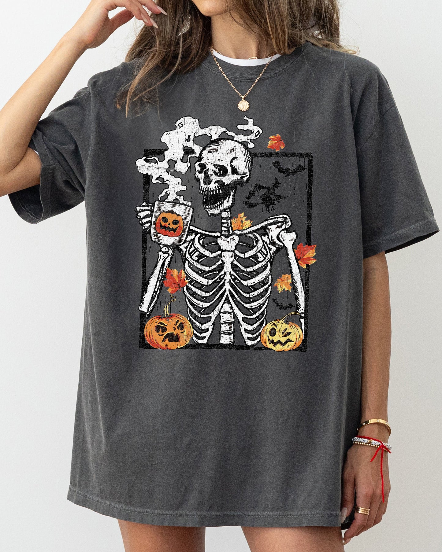 Skeleton Coffee, Pumpkin, Witch, Aesthetic, Funny, Meme, Halloween, Spooky, Costume, Tshirt Comfort Colors T-Shirt