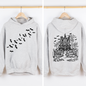 Haunted House, Front and Back, Halloween, Retro, Fall, Autumn, Bats, Witches, Skeleton, Jack-o-lanterns, Graphic Hoodie, Hooded Sweatshirt