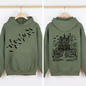 Haunted House, Front and Back, Halloween, Retro, Fall, Autumn, Bats, Witches, Skeleton, Jack-o-lanterns, Graphic Hoodie, Hooded Sweatshirt