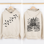Haunted House, Front and Back, Halloween, Retro, Fall, Autumn, Bats, Witches, Skeleton, Jack-o-lanterns, Graphic Hoodie, Hooded Sweatshirt