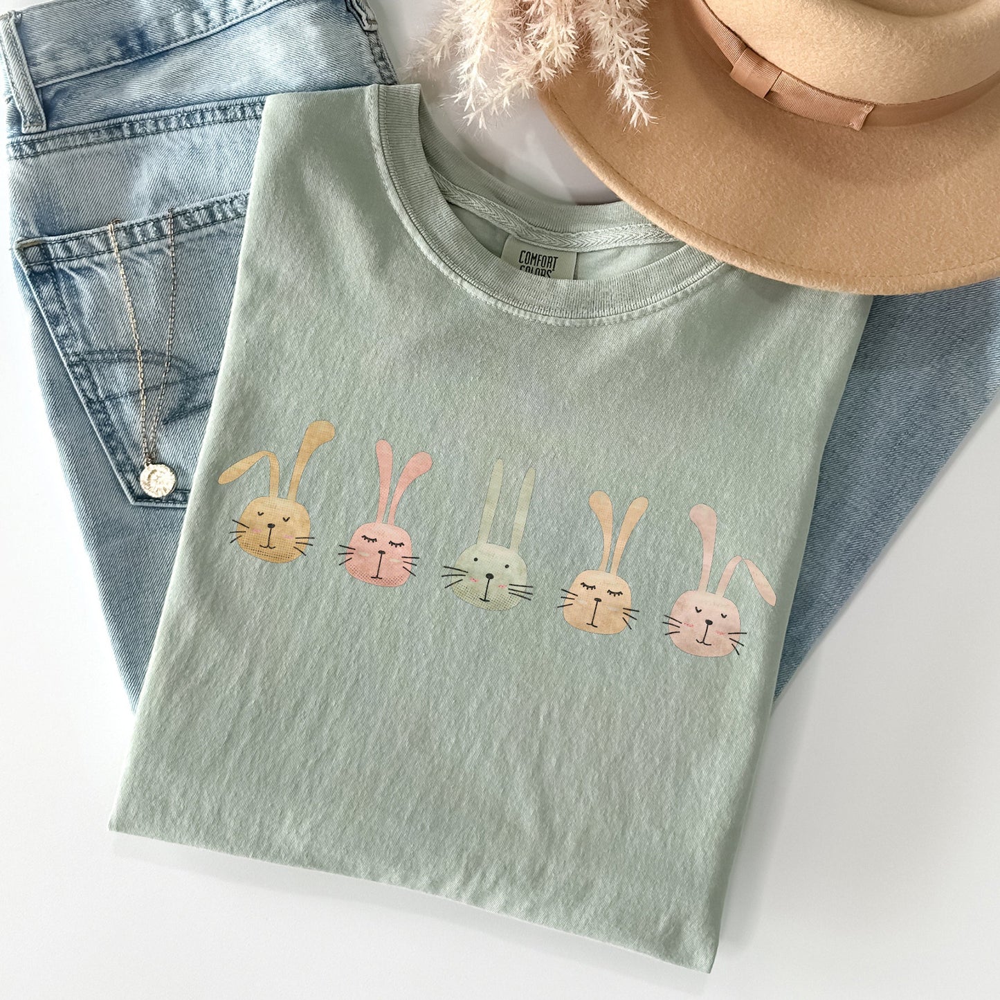 Cute Rabbits In A Row, Easter Comfort Colors Tshirt