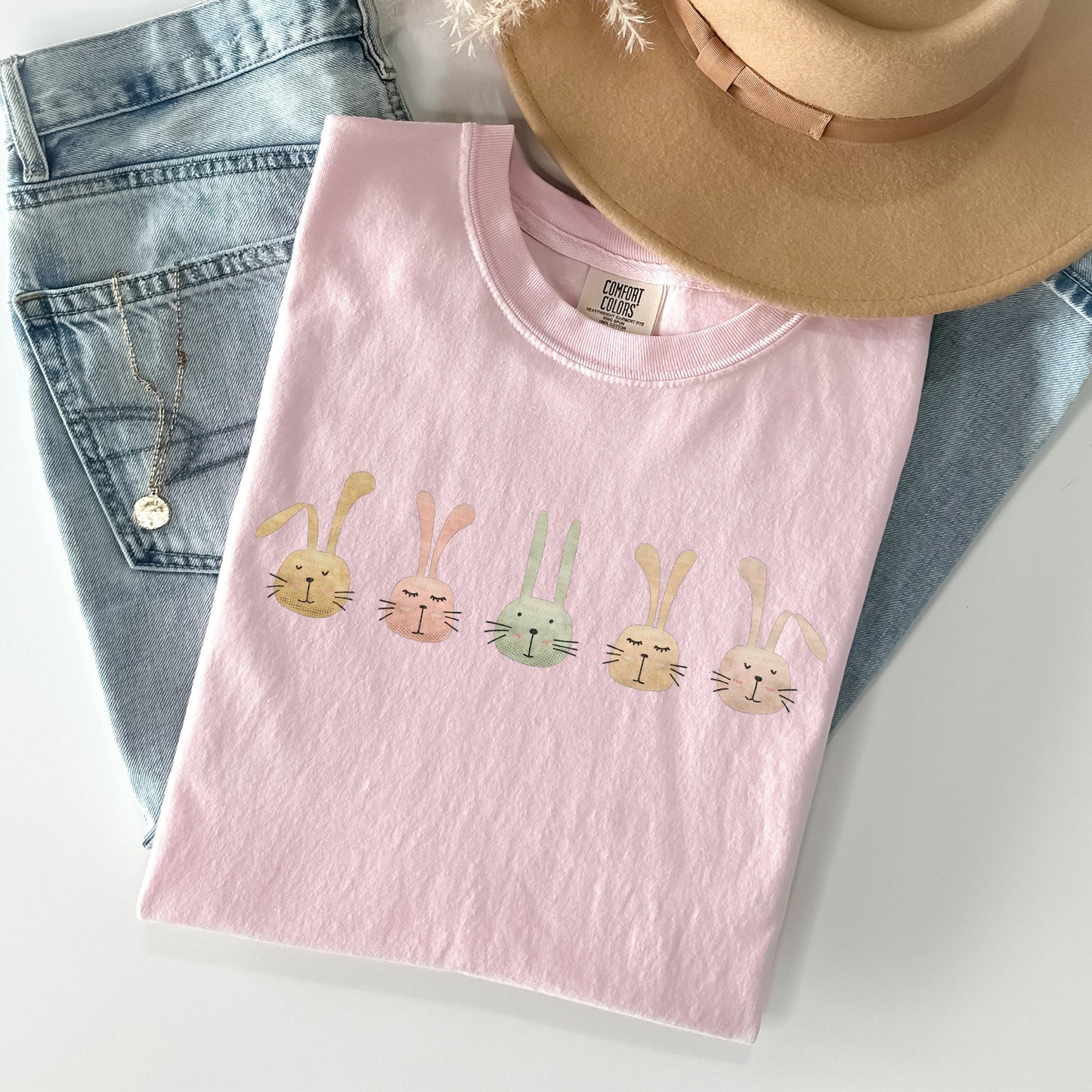 Cute Rabbits In A Row, Easter Comfort Colors Tshirt