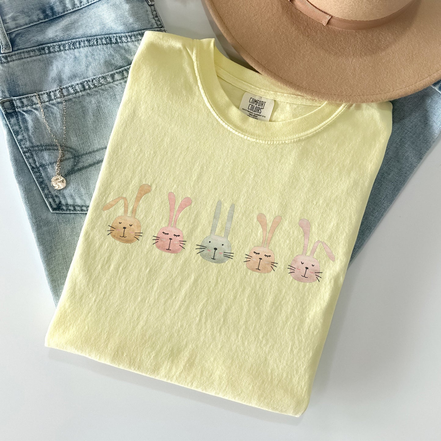 Cute Rabbits In A Row, Easter Comfort Colors Tshirt