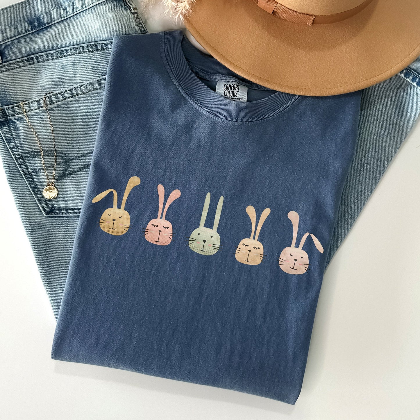 Cute Rabbits In A Row, Easter Comfort Colors Tshirt