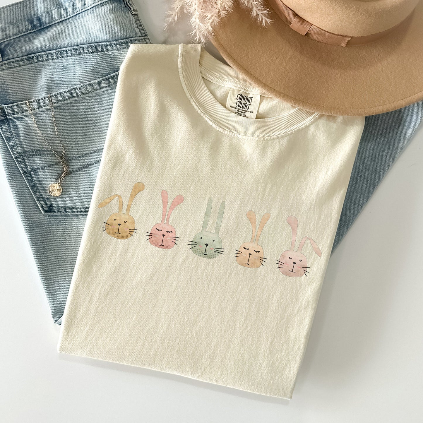 Cute Rabbits In A Row, Easter Comfort Colors Tshirt