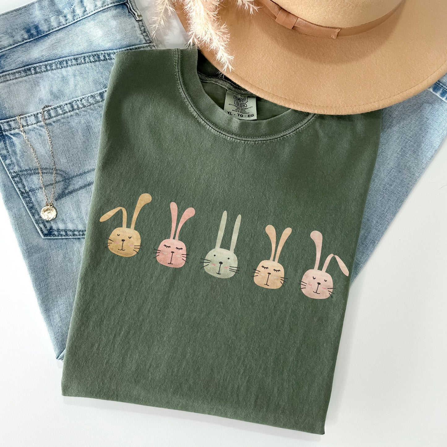 Cute Rabbits In A Row, Easter Comfort Colors Tshirt